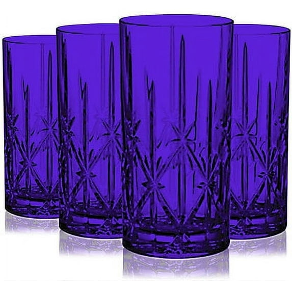 TableTop King 22 oz Waterford Sparkle High Ball Glasses, Full Purple - Set of 4