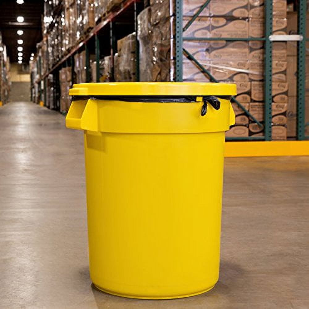 TableTop King Huskee 32 Gallon Yellow Trash Can with Yellow Lid