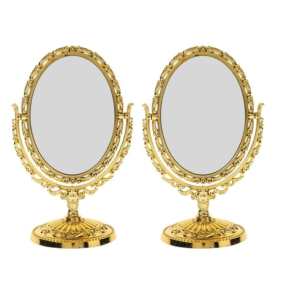 TEHAUX Oval Double-Sided Makeup Mirror with Glass Swivel Function for Women, 2-Pack Vanity Cosmetic Mirrors