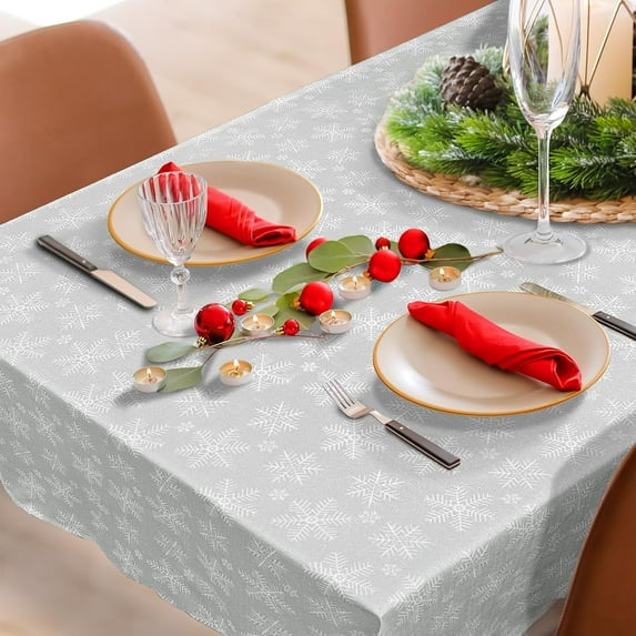 Tablecloth 54x72 Inches for Rectangle Tables,Snowflake Table Cloth for Kitchen Dining Indoor, Fall Outdoor Table Cover for Party Picnic