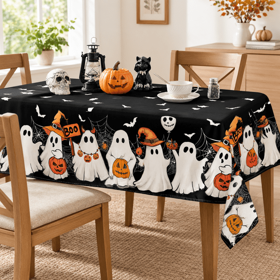 Tablecloth 60 X 60 Inch Square Black Bat Ghost