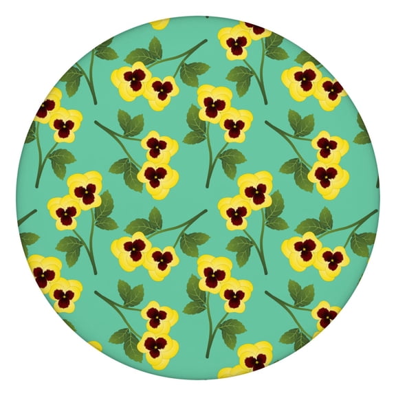 Tablecloth Abstract Floral Watercolor Design Waterproof Elastic Round Cover with Back for Garden or Picnic Use