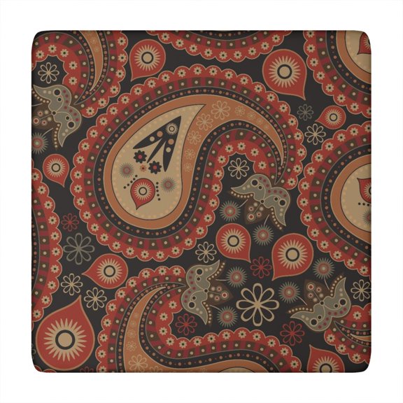 Tablecloth Artistic Floral Paisley Mandala Design Waterproof Elastic Squre Cover with Back for Meditation and Healing