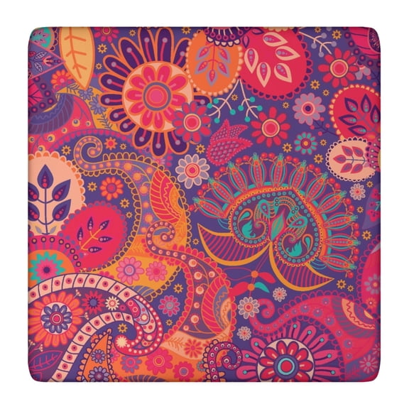 Tablecloth Artistic Mandala Paisley Inspired Design Waterproof Squre Cover with Elastic Fit for Chic Dining