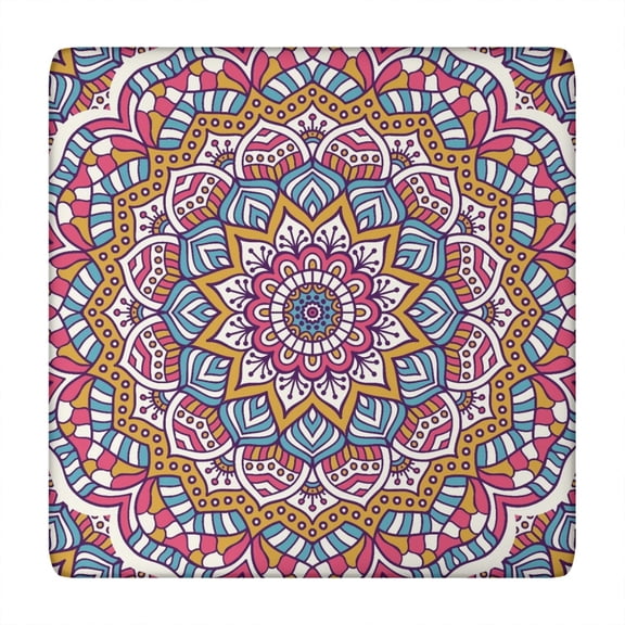 Tablecloth Artistic Spiritual Mandala Pattern Waterproof Elastic Squre Cover with Back for Relaxation and Energy Healing