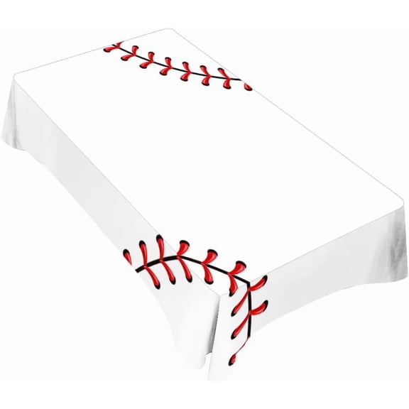 Tablecloth Baseball Table Cloth Rectangle Table 60 x 84 Inch Ball Stitches Red Lace Seam Art Design Kitchen Decorations for Home Dinner Party