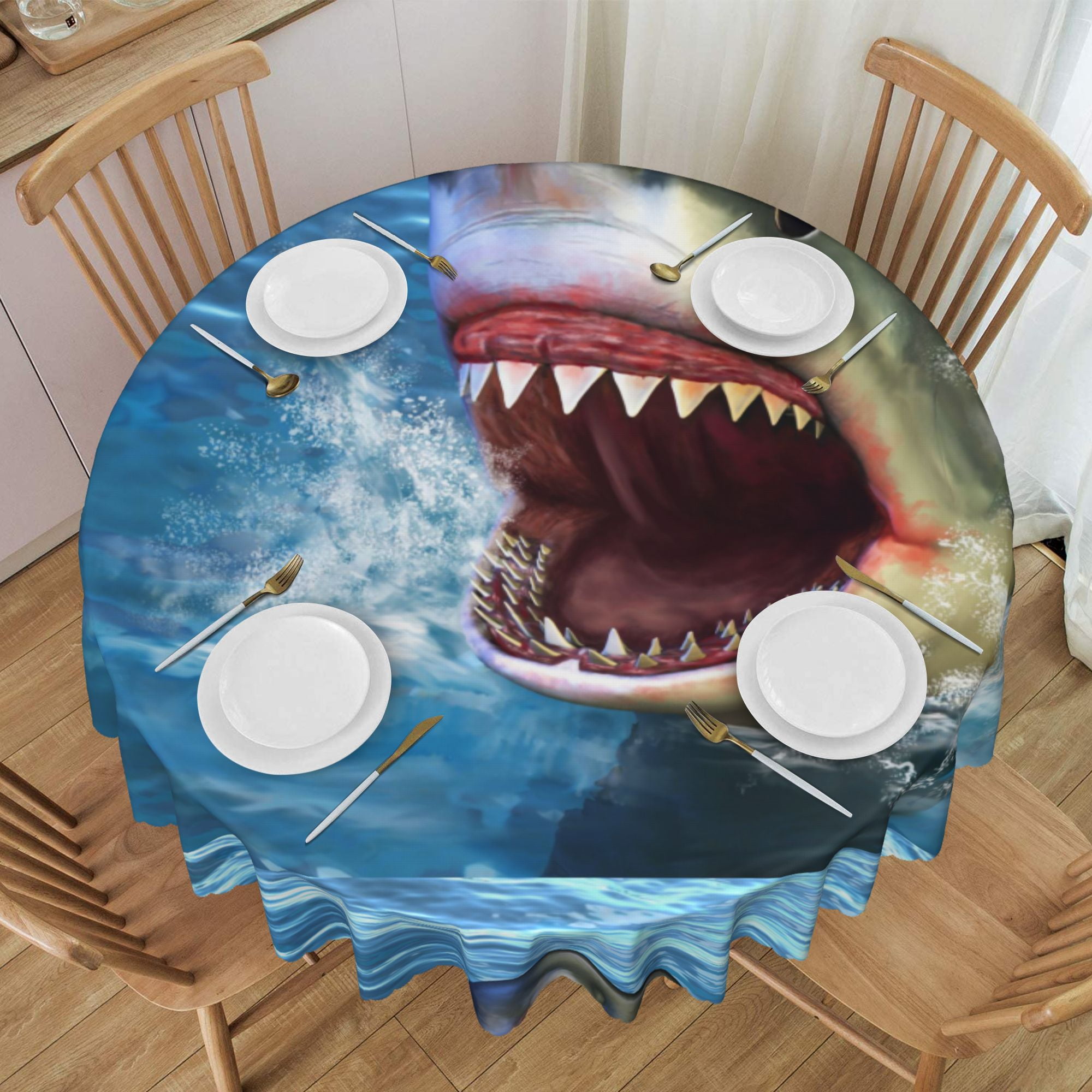 Tablecloth Big Shark Mouth Table Cloth For Circular Tables Waterproof ...