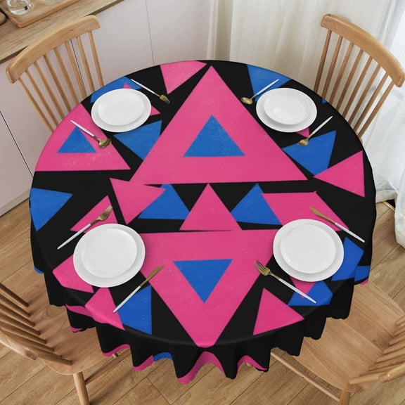 Tablecloth Bisexual Pride Triangles Flag Round Printed Table Cloth For Parties Camping Picnic Banquet Indoor & Outdoor Use - 60 Inches
