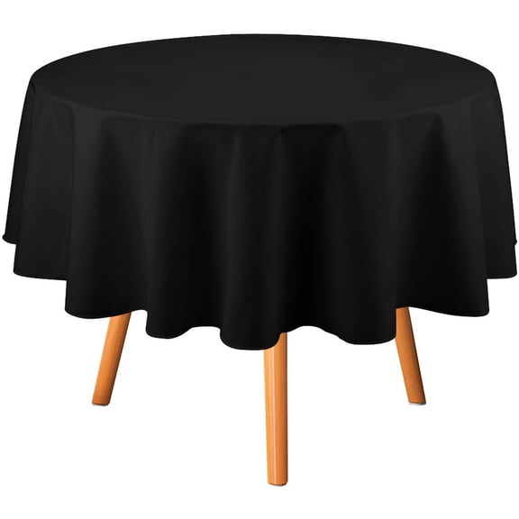 Tablecloth Black Solid Color Table Cover 60inch Round Washable Table Cloth for Kitchen Dinning Party Tabletop Modern Decoration