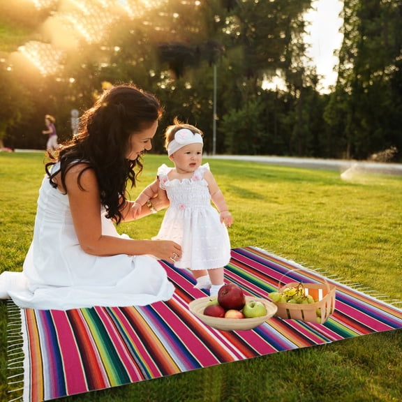 Tablecloth Blanket Multicolor Polyester Fringe | Multipurpose for Home, Party, Picnic, Beach, Sofa Cover | Soft Washable | 51x75in 47x79in 59x79in 59x82in