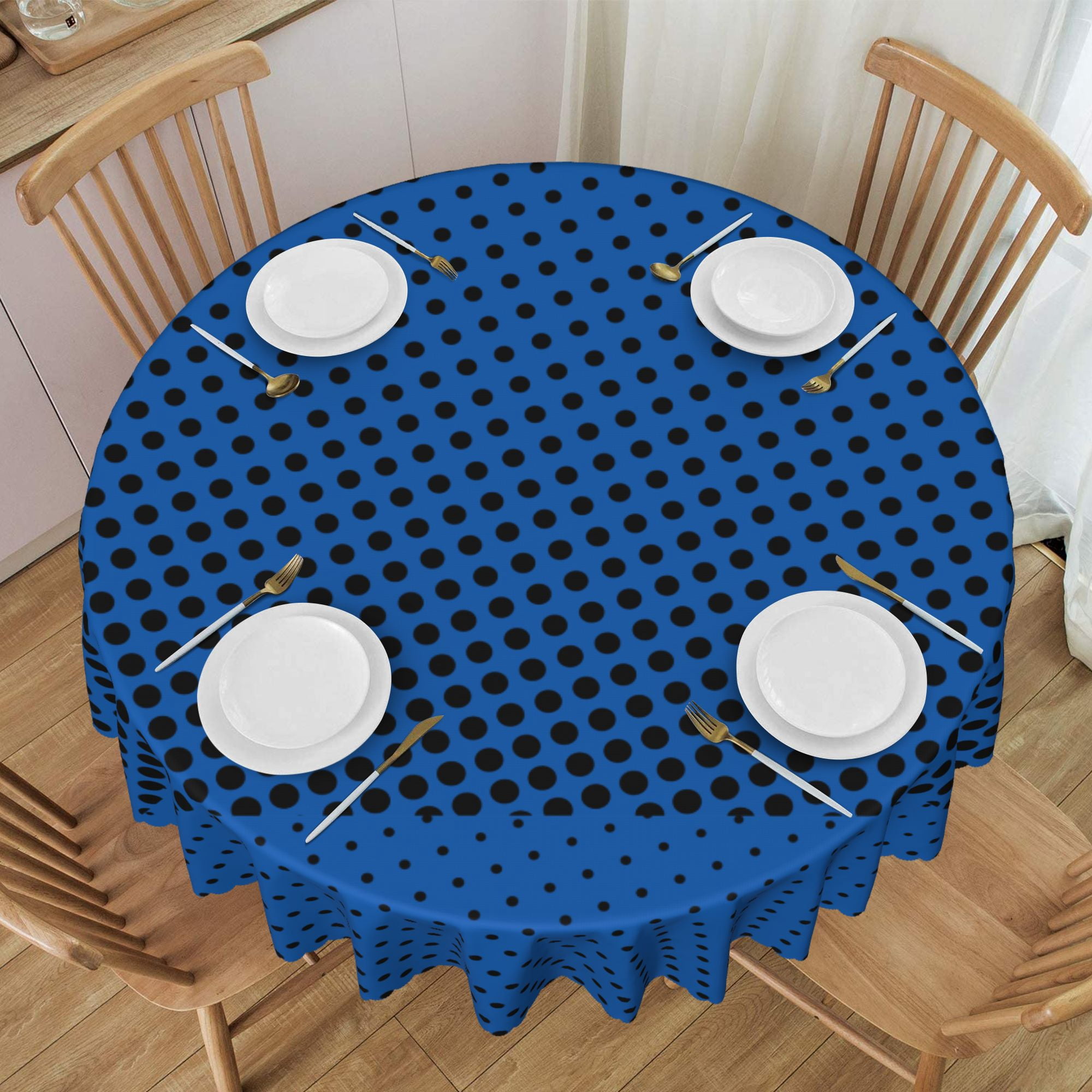 Tablecloth Blue Dense Dots Background Table Cloth For Circular Tables ...