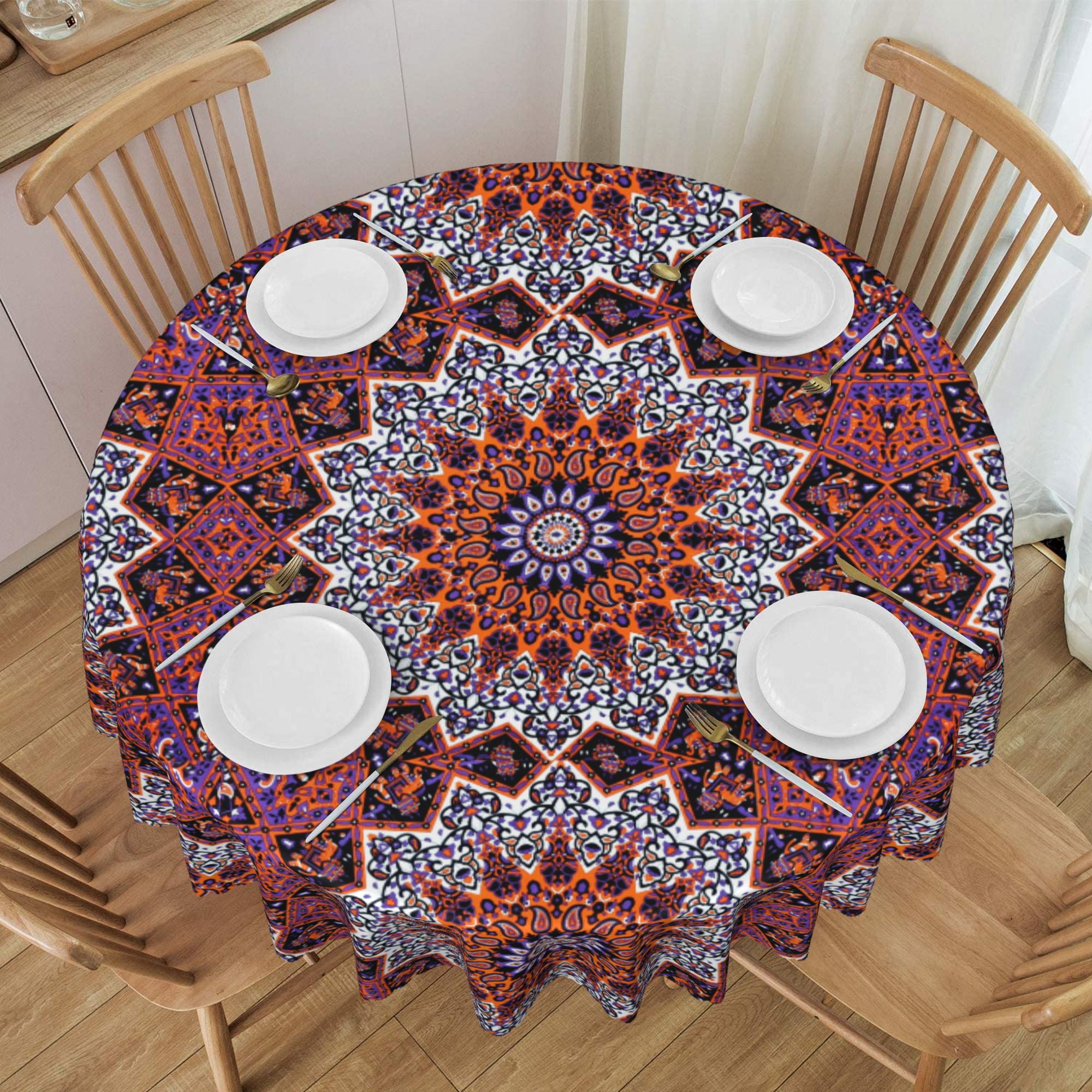 Tablecloth Bohemian Style Table Cloth For Circular Tables Waterproof Resistant Picnic Table ...