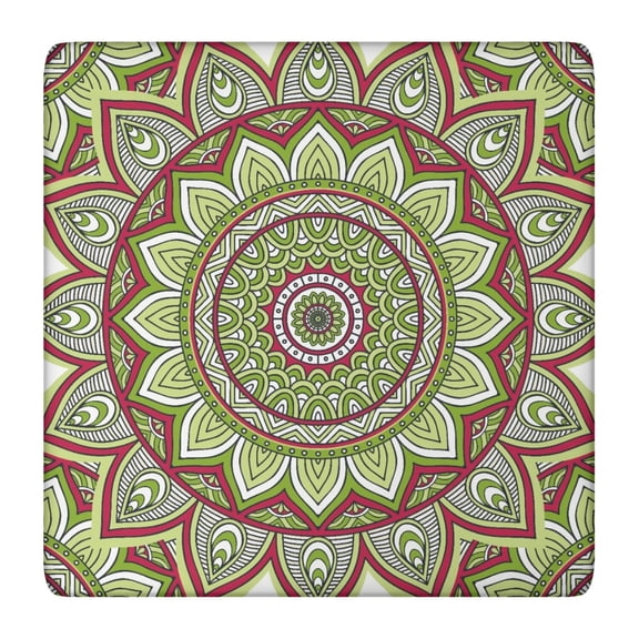 Tablecloth Boho Chic Mandala Pattern Waterproof Elastic Squre Cover with Back for Spiritual and Healing Space