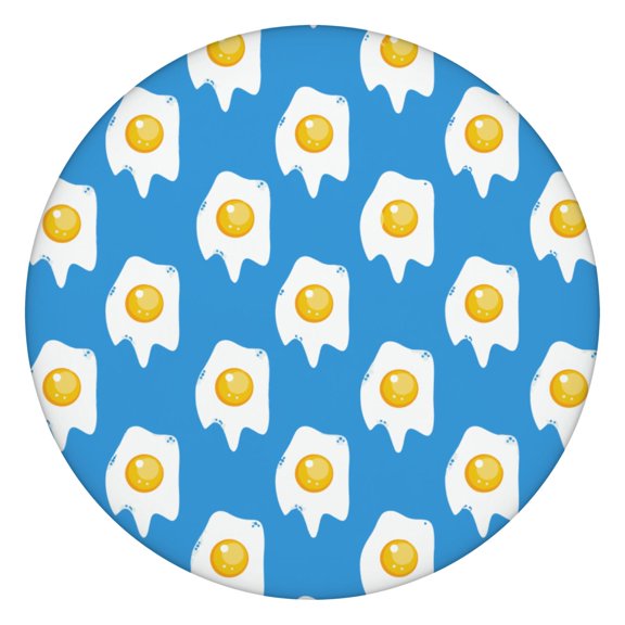 Tablecloth Breakfast and Fried Egg Pattern Cooking Theme Eggshell Chick Foodie Style Round Waterproof Cover for Kitchen