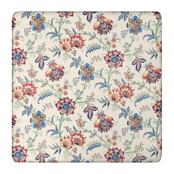 Tablecloth Bright Colorful Romantic Floral Print Waterproof Square Cover with Elastic Fit and Back for Garden or Patio