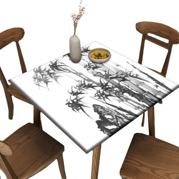 Tablecloth Card Table Fitted Square, Plant Pattern Printed on Stain Resistant Polyester Table Cover, for Outdoor Patio and Indoor Kitchen Dining Party, Fit for 36" x 36"Square Table