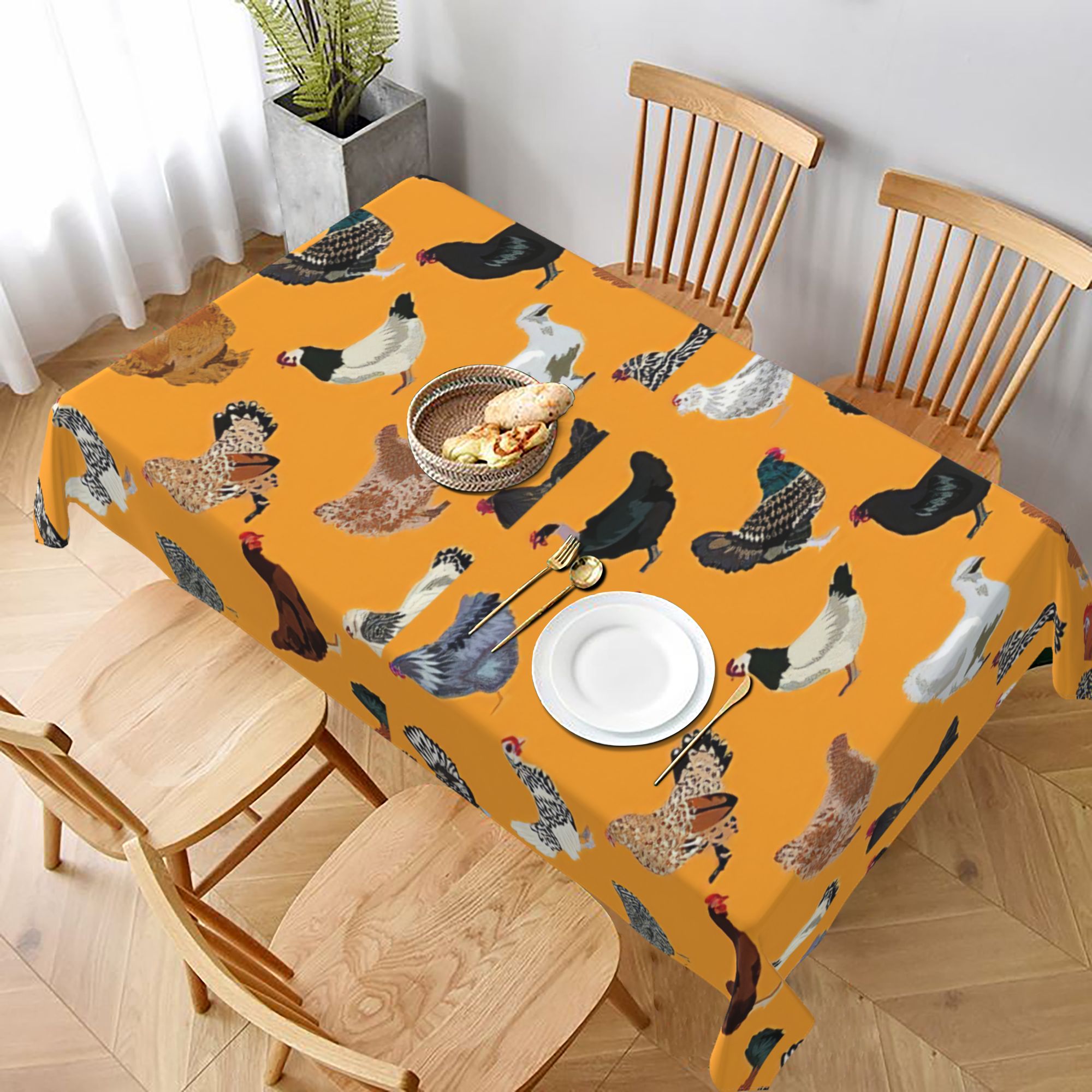 Tablecloth Chicken Breeds Farm Farmhouse Birds Orange Table Cloth For ...