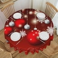 thumbnail image 1 of Tablecloth Christmas Red Glitter Snowflake Ball Round 60 x 60 Inch Table Cover Polyester Stain and Wrinkle Resistant Table Cloth for Kitchen Dining Coffee Party, 1 of 6