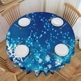 thumbnail image 1 of Tablecloth Christmas Snowflake Blue Xmas Winter Round 60 x 60 Inch Table Cover Polyester Stain and Wrinkle Resistant Table Cloth for Kitchen Dining Coffee Party, 1 of 6