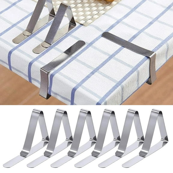 Tablecloth Clips,6PC Heavy Duty Stainless Steel Tablecloth Clips,3x1.7 Inch Multi‑Purpose Durable Tablecloth Clamp,Waterproof Stainless Steel Table Cloth Holders,Fastener for Restaurant,Picnics