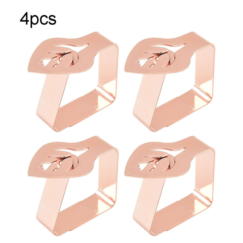 Tablecloth Clips Clamps, 4 Pcs Rose Gold Leafshaped Table Clips