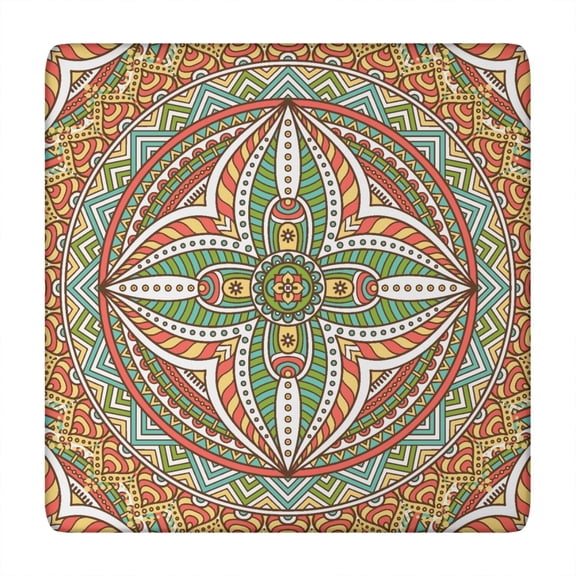 Tablecloth Colorful Boho Mandala Pattern Waterproof Squre Cover with Elastic Fit and Back for Relaxation and Healing
