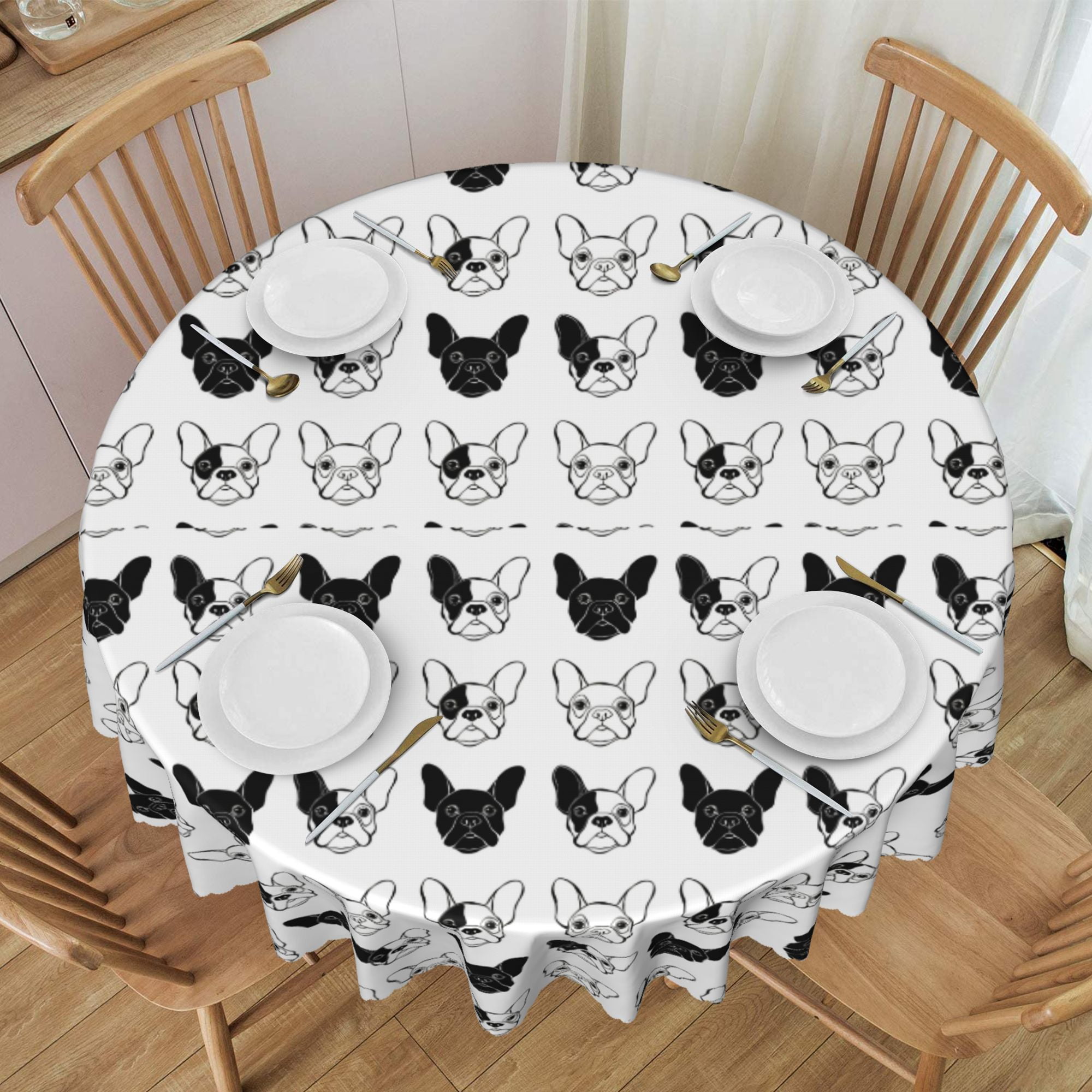 Tablecloth Cute Cartoon Dog Table Cloth For Circular Tables Waterproof ...