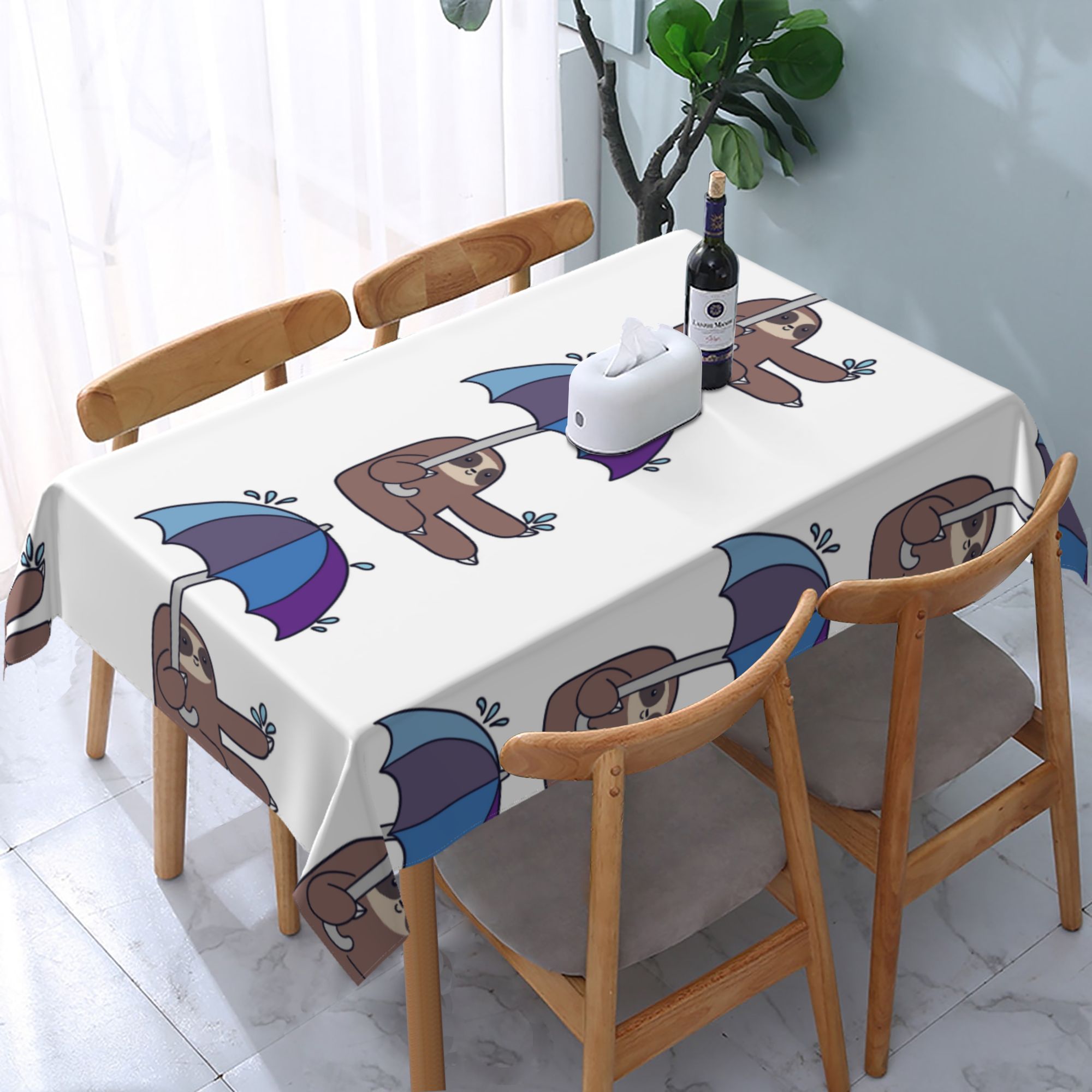 Tablecloth Cute Sloth Table Cloth For Rectangle Tables Waterproof ...