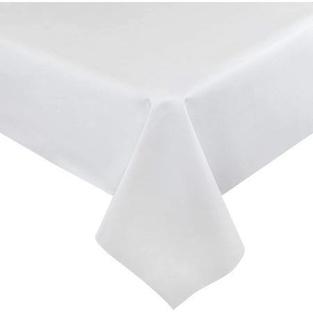 Tablecloth Designs Premium Table Pad Protector 54" x 72" Contemporary Solid White Vinyl, Polyester Table Cloth