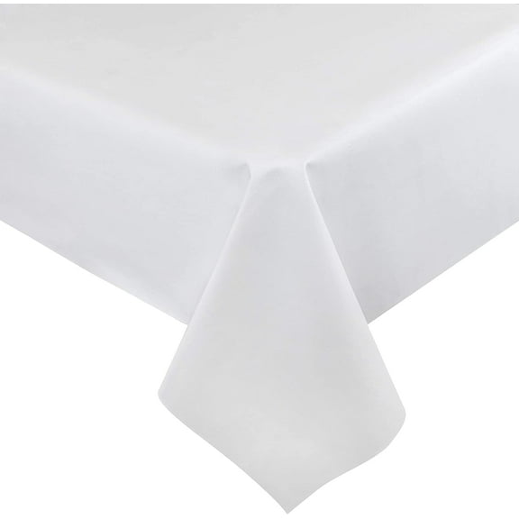 Tablecloth Designs Quality Table Pad Waterproof 54" x 90" Contemporary Solid White Vinyl