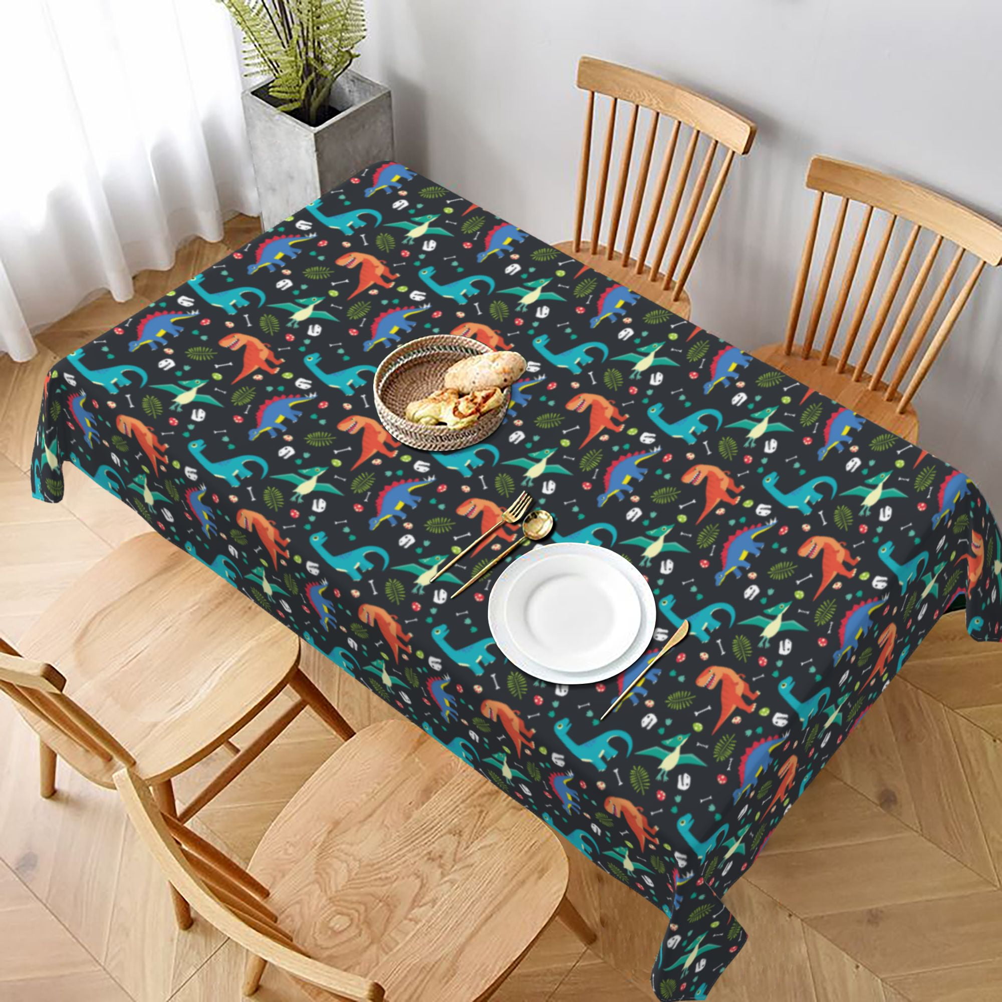 Ayearparty 4-Pack Dinosaur Party Tablecloth - 54x108 Inch Plastic Disposable Table Covers For Kids Birthday Decor - View #2