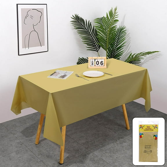 Tablecloth, Disposable Rectangle Table Cover 54x72in Solid Color Waterproof Oilproof Plastic Table Cloth for Party Wedding Birthday Dining Picnic Event