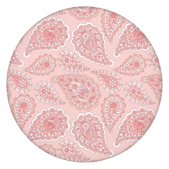 Tablecloth Ethnic Abstract Decorative Pattern Mandala Inspired Waterproof Round Cover with Elastic Edges for Elegant Use