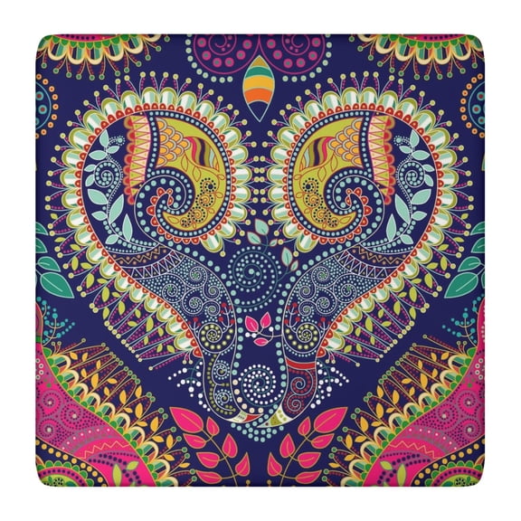 Tablecloth Ethnic Abstract Mandala Pattern Waterproof Squre Cover with Elastic Edges and Durable Backing