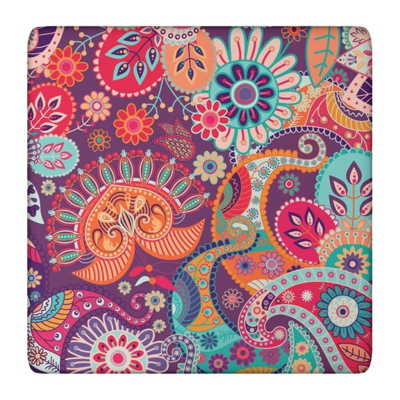 Tablecloth Ethnic Abstract Mandala Pattern Waterproof Squre Cover with Elastic Edges and Durable Backing