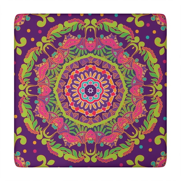 Tablecloth Ethnic Floral Abstract Decorative Pattern Waterproof Squre Cover with Elastic Edges for Vibrant Dining Spaces