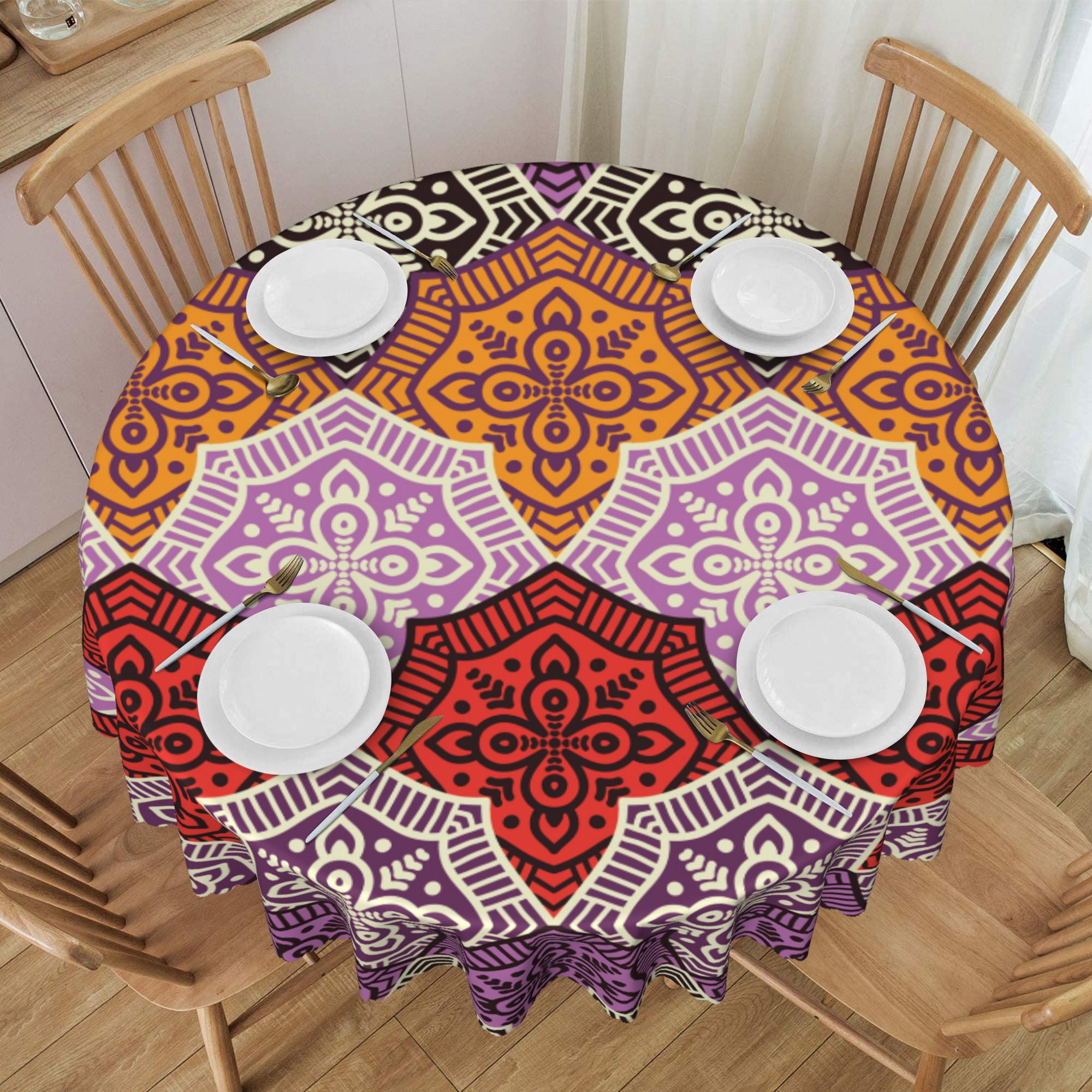 Patterned Table Paper Tablecloth Ethnic Pattern Background Table Cloth For Circular Tables ...