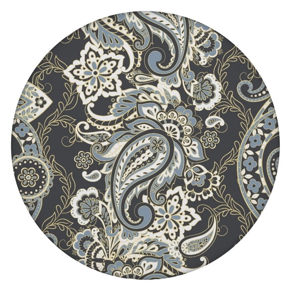 Tablecloth Exotic Cultural Mandala Pattern Waterproof Round Cover with Elastic Fit and Back for Healing and Meditation