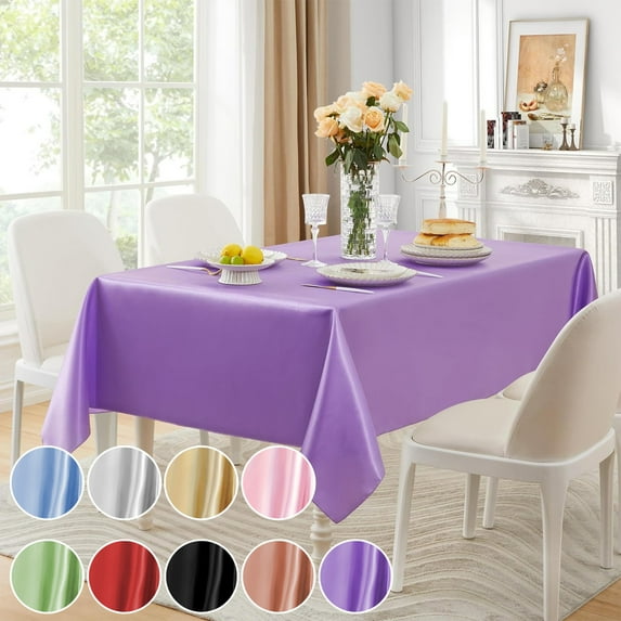 Tablecloth Fabric Polyester - Seamless Satin Finish, Silkys Soft Texture, Hygienic Easy-clean Design, Rectangular Table Decoration for Banquet Party, Topliu