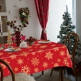 thumbnail image 1 of Tablecloth Fancy Metallic Snowflake Christmas Plastic Table Cloth 53.9 x 107.8 Inch Rectangle Hunter Gold No-Iron Soil Resistant Sparkling Snowflakes Woven Holiday Table Cover, 1 of 6