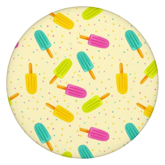 Tablecloth Food Pattern Ice Cream and Dessert Theme Sweet Treats Summer Colorful Round Waterproof Cover with Elastic Fit