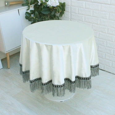Tablecloth For Round Table,Solid Color Tablecloth Classic Dustproof Table Cover-Beige-100cm