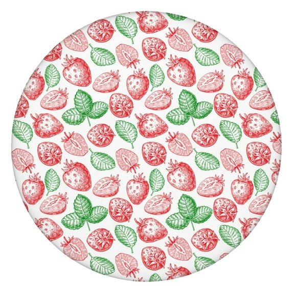 Tablecloth Fresh Strawberry Print Sweet Red Berries Kawaii Fruit Theme for Kitchen or Outdoor Table