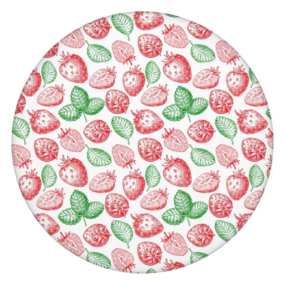 Tablecloth Fresh Strawberry Print Sweet Red Berries Kawaii Fruit Theme for Kitchen or Outdoor Table
