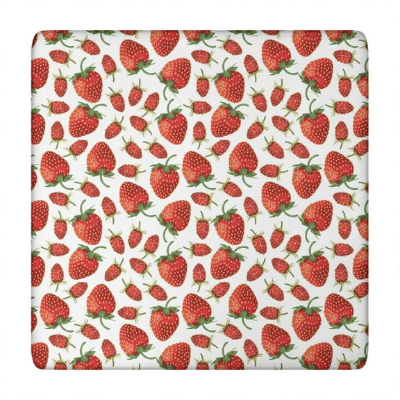 Tablecloth Fresh Strawberry Print Sweet Red Berries Kawaii Fruit Theme for Kitchen or Outdoor Table