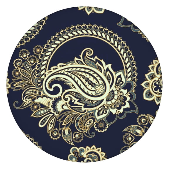 Tablecloth Geometric Art Elegant Floral Pattern Waterproof Round Cover with Elastic Edges for Chic Home Decor