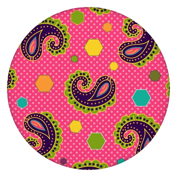 Tablecloth Geometric Mandala Design Waterproof Elastic Round Cover with Back for Spiritual and Healing Use