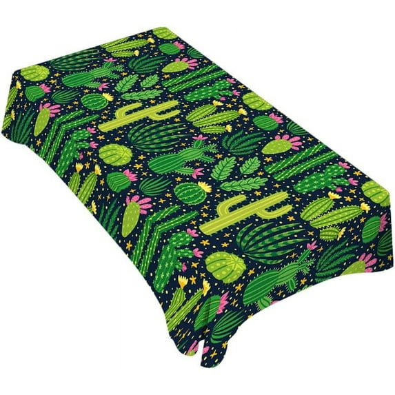 Tablecloth Green Plant Table Cloth Rectangle Table 60 x 84 Inch Cactus Flowers Exotic Mexican Kitchen Decorations for Home Dinner Party