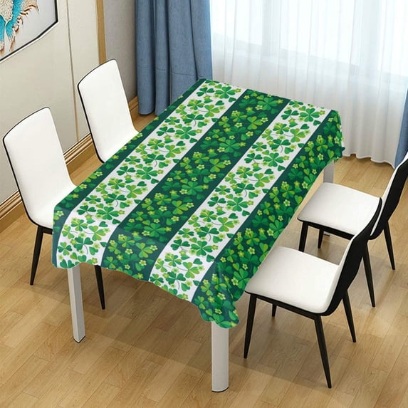 Tablecloth Green St. Patrick''s Day Shamrock Clover Tablecloths for Rectangle Oblong Oval Tables Party Holiday Dinner Wedding Decor 60x120 Inch