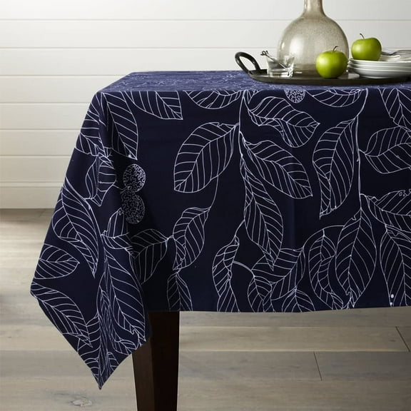 Tablecloth Heavyweight Vintage Burlap Cotton Tablecloths for Rectangle Tables, 60-Inch-by-84, Navy Blue, Seats 6 to 8 People